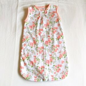 kensie rose floral fleece zip-up sleep sack 6-9 months baby girl
